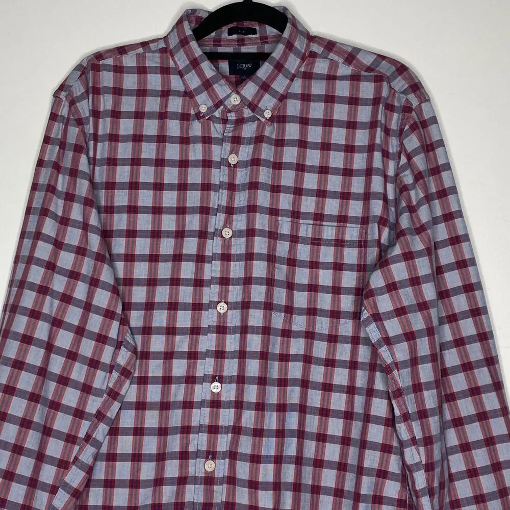 J. Crew Plaid Slim Fit Button Down Long Sleeve Shirt Men's Size Large